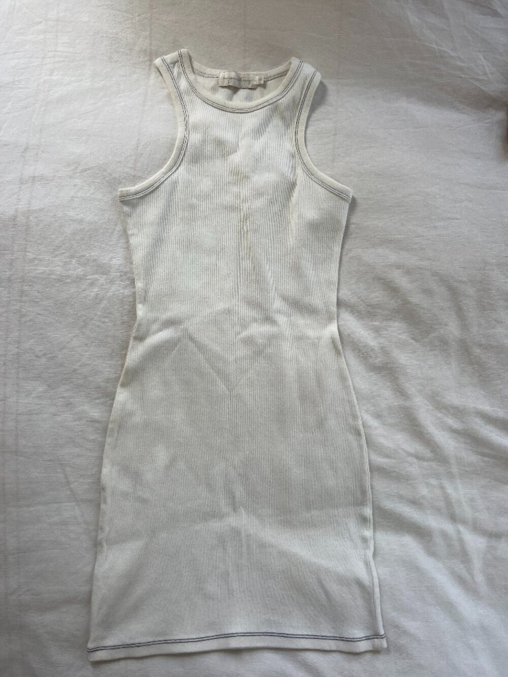 Lucy & Yak White Ribbed Bodycon Tank Dress Size S (Fits XS)